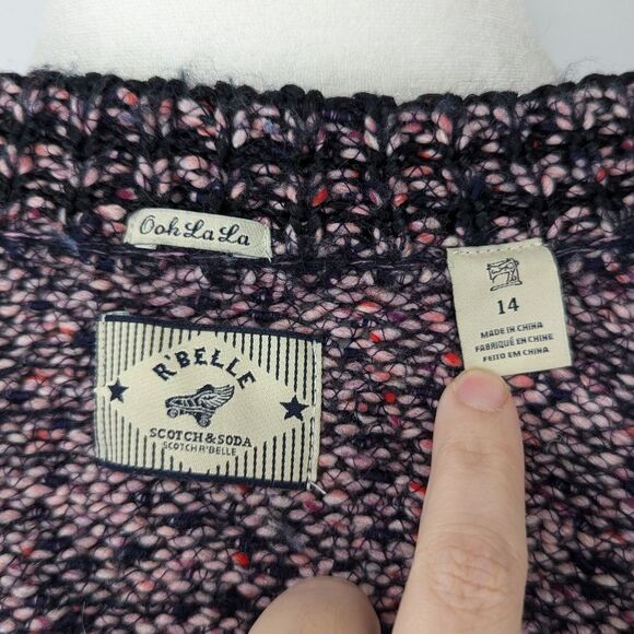 Scotch & Soda R'Belle Girl's Purple Wool Asymmetric Sweater Cardigan Jacket 14 - Picture 7 of 8